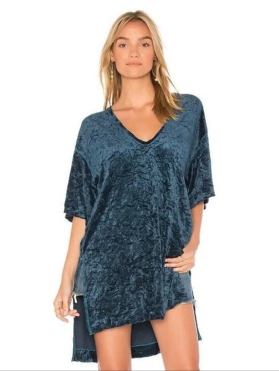 Free People Tops - Free People Blue Velvet Tunic - NWT!